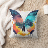 バタフライワイルド自然アニマルカラーアート絵を描ズ クッション (ブランケット)