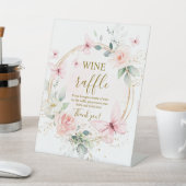 バタフライワインラッフルブライダルシャワー標識 台座サイン (インサイチュ)