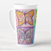 バタフライワードアートカスタムラテマグカップ カフェラテマグ (左アングル)