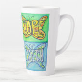 バタフライワードアートカスタムラテマグカップ カフェラテマグ (右)