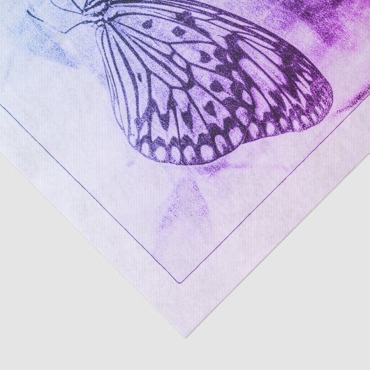 バタフライヴィンテージアンティークパープルホワイトデクページ 薄葉紙 (詳細)