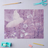 バタフライヴィンテージアンティークフローラパープルスクリプト 薄葉紙 (クラフト)