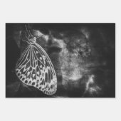 バタフライヴィンテージアンティーク白黒デコパージュ ラッピングペーパーシート (正面2)