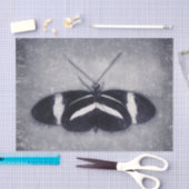 バタフライヴィンテージアンティーク白黒デコパージュ 薄葉紙 (クラフト)