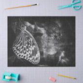 バタフライヴィンテージアンティーク白黒デコページ 薄葉紙 (クラフト)