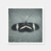 バタフライヴィンテージパステルグリーンアンティークデクページ スタンダードカクテルナプキン (正面)