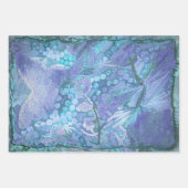 バタフライヴィンテージパープルティール（緑がかった色）ブルーロマンチック ラッピングペーパーシート (正面2)