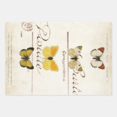 バタフライヴィンテージフランスのカルテアフターデクページ ラッピングペーパーシート (正面2)