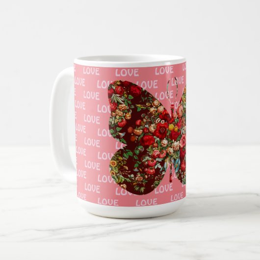 バタフライヴィンテージフローララブマグカップ コーヒーマグカップ (正面左)