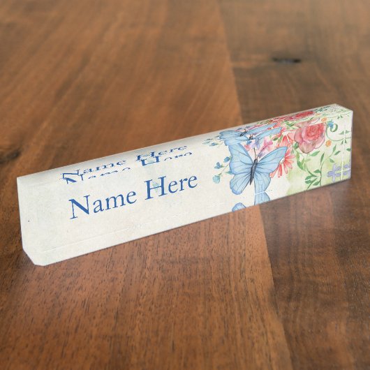 バタフライヴィンテージフローラ デスクネームプレート (側面)