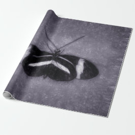 バタフライヴィンテージブラックパープルデコパビクトリアンージュ ラッピングペーパー