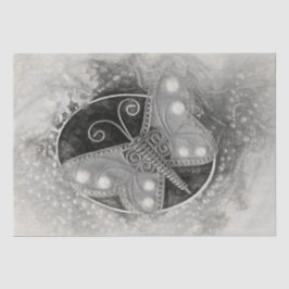 バタフライヴィンテージロマンチックブラックアンドホワイトアンティーク 薄葉紙