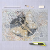 バタフライヴィンテージロマンチック金ゴールドホワイトブラックアート 薄葉紙 (クラフト)