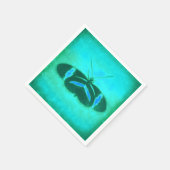 バタフライヴィンテージ水彩ティール（緑がかった色）グリーンアーポップ・アートのト スタンダードカクテルナプキン (角)