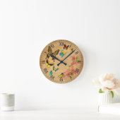 バタフライヴィンテージ ラウンド壁時計 (ホーム)