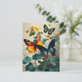 バタフライ万華鏡のように千変万化するパターン:ヴィンテージはがき ポストカード (スタンド正面)