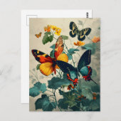 バタフライ万華鏡のように千変万化するパターン:ヴィンテージはがき ポストカード (正面/裏面)