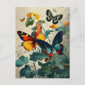 バタフライ万華鏡のように千変万化するパターン:ヴィンテージはがき ポストカード (正面)