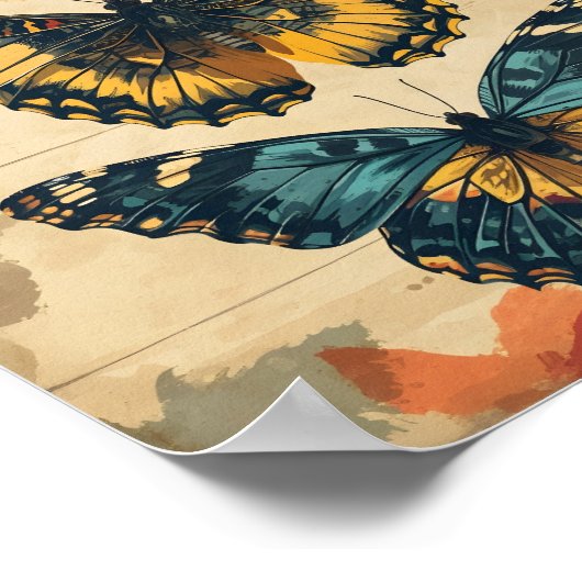 バタフライ万華鏡のように千変万化するパターン:ヴィンテージ ポスター (角)