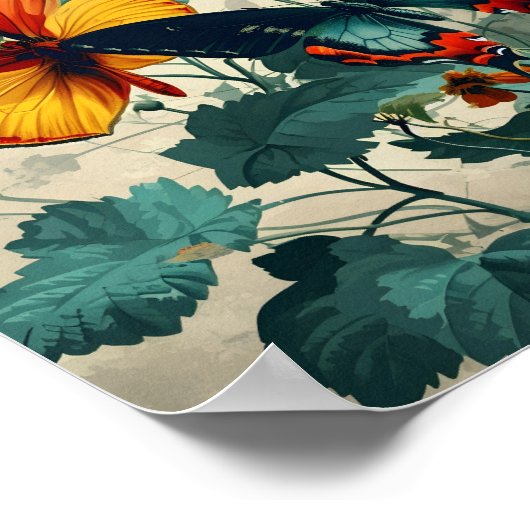 バタフライ万華鏡のように千変万化するパターン:ヴィンテージ ポスター (角)