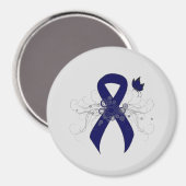 バタフライ付きダークブルーリボン マグネット (正面/裏面)