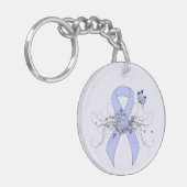 バタフライ付きライトブルーリボン キーホルダー (正面左)
