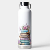 バタフライ付き本のパステルウォーターカラースタック ウォーターボトル (正面)