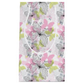 バタフライ付き背景 スモールペーパーバッグ (正面)