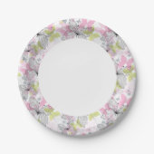 バタフライ付き背景 ペーパープレート (正面)