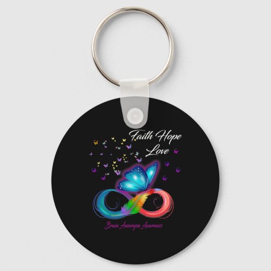 バタフライ信仰希望ラブブレイン動脈瘤認識度 キーホルダー (正面)