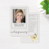 バタフライ写真葬儀記念詩カード (デスク)