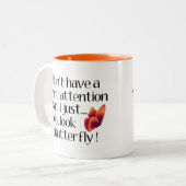 バタフライ効果、短い注意スパン蝶 ツートーンマグカップ (正面左)