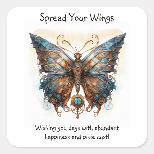 バタフライ勇気付けられる スクエアシール (正面)