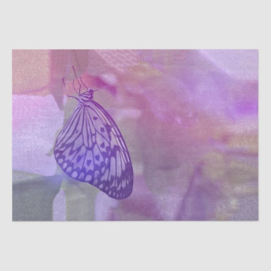 バタフライ印刷紫パステルテクスチャ水彩 薄葉紙 (正面)