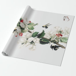 バタフライ及びさくらんぼブロッソンラッピング紙 ラッピングペーパー