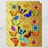 バタフライ及び金ゴールド効果スクラップブック紙 (正面/裏面)