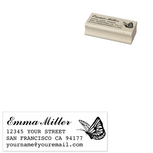 バタフライ名前をカスタムする差出人住所 ラバースタンプ (押印)