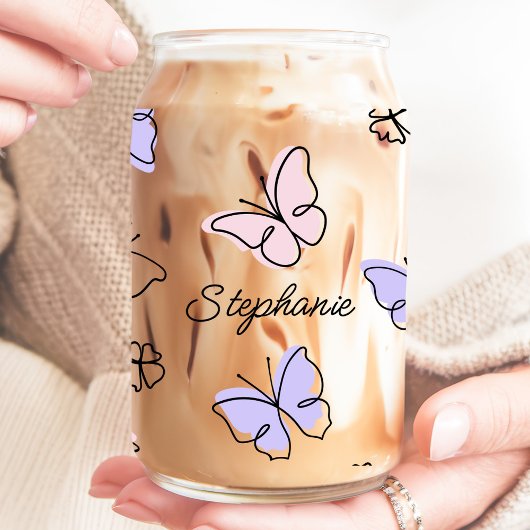 バタフライ名前をカスタムする ガラス缶