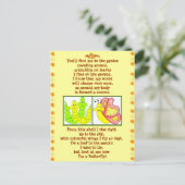 バタフライ型枠の芋虫の絵はがき ポストカード (スタンド正面)