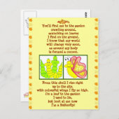 バタフライ型枠の芋虫の絵はがき ポストカード (正面/裏面)