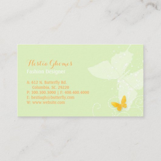 バタフライ天国ファッション 名刺 (裏面)