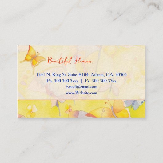 バタフライ天国マッサージスパ 名刺 (裏面)