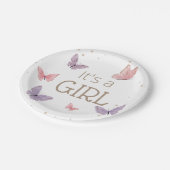 バタフライ女の子の赤ちゃんシャワー ペーパープレート (アングル)