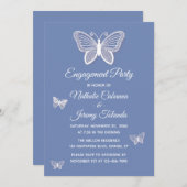 バタフライ婚約パーティブルー蝶 招待状 (正面/裏面)