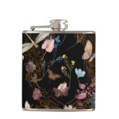 バタフライ庭園の結婚式ブラック フラスク (正面)