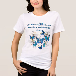 バタフライ引用文グラフィックTシャツ トライブレンドTシャツ