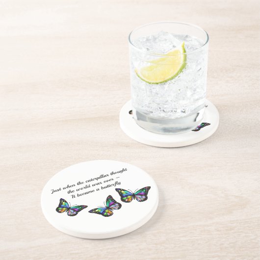 バタフライ引用文感動的勇気付けられる  コースター (側面)