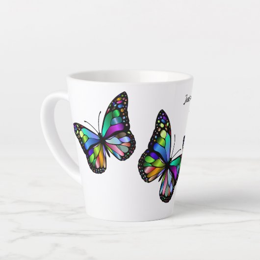 バタフライ引用文感動的(B) カフェラテマグ (左アングル)