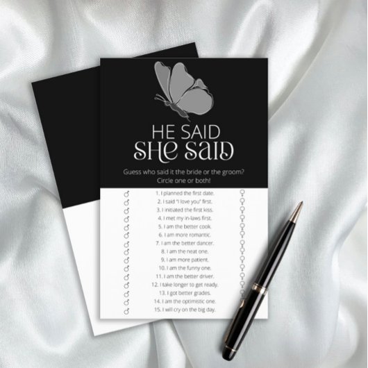 バタフライ彼は彼女はブライダルシャワーゲームを言った