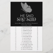 バタフライ彼は彼女はブライダルシャワーゲームを言った (正面)